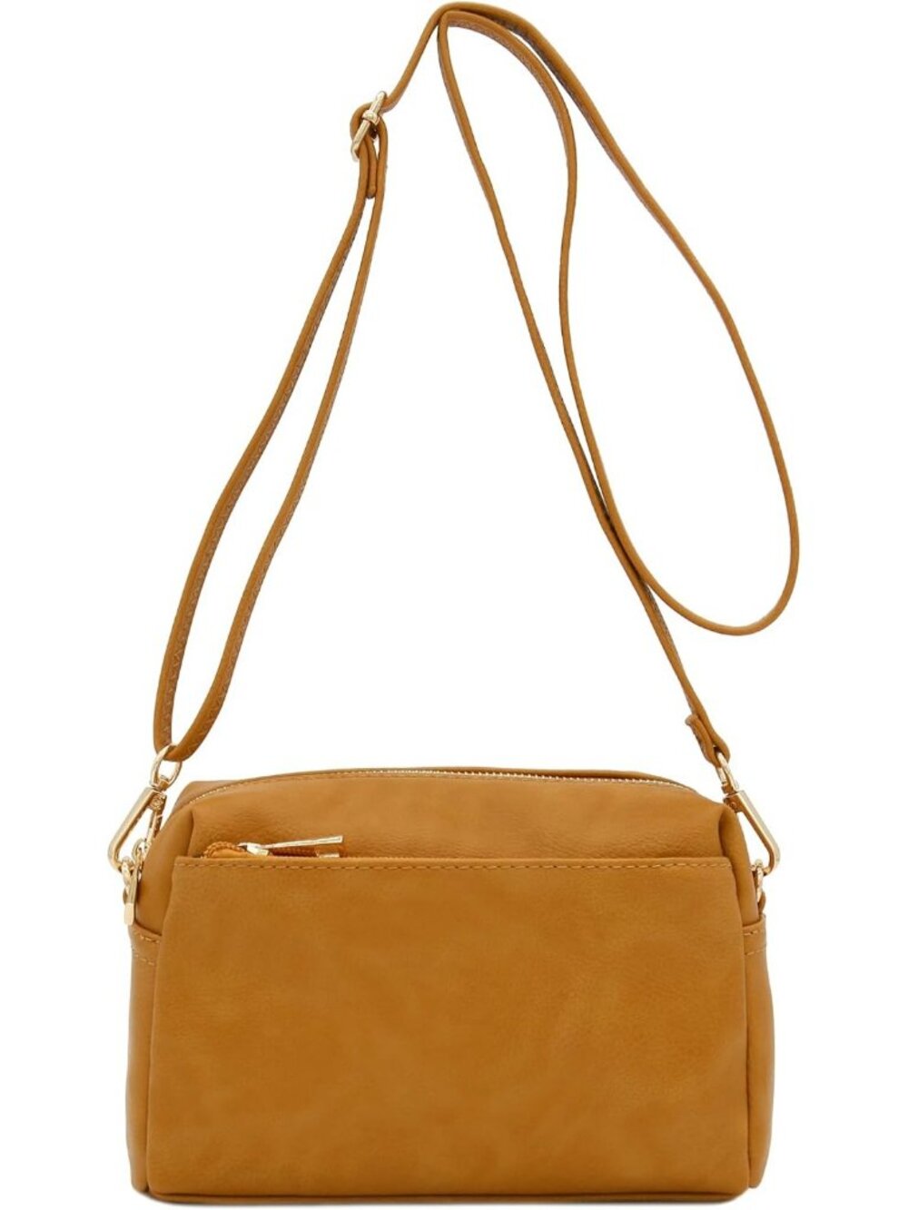 Women's Dark Mustard Triple ZIP Small Lightweight Shoulder Purse Crossbody Bag
